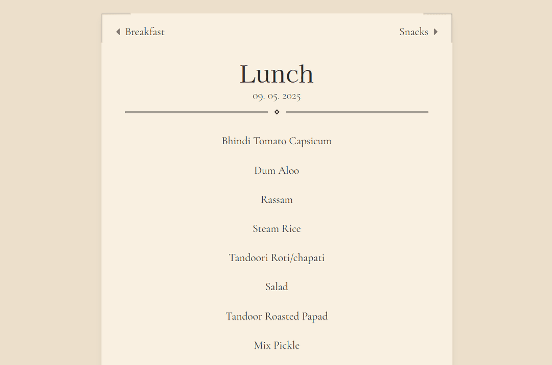 Mess Menu